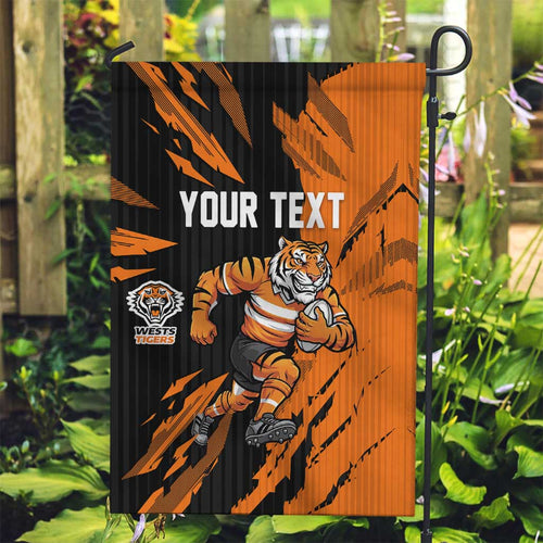 Personalized Wests Tigers Garden Flag Dynamic Lightning Mascot Rugby Australia