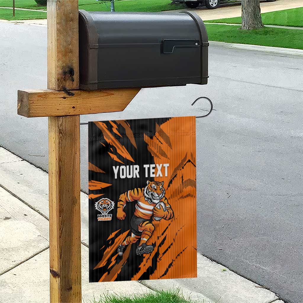 Personalized Wests Tigers Garden Flag Dynamic Lightning Mascot Rugby Australia