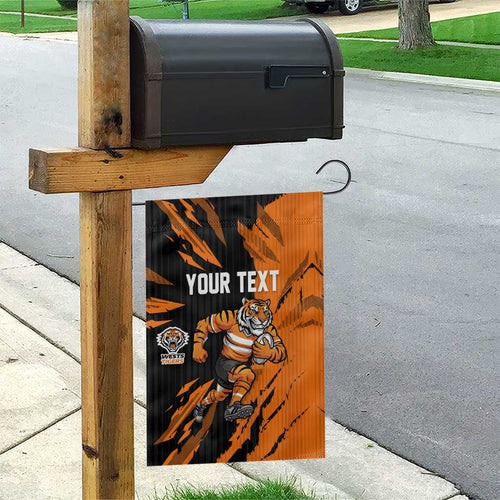 Personalized Wests Tigers Garden Flag Dynamic Lightning Mascot Rugby Australia