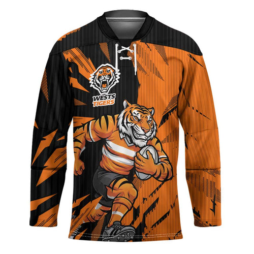 Personalized Wests Tigers Hockey Jersey Dynamic Lightning Mascot Rugby Australia