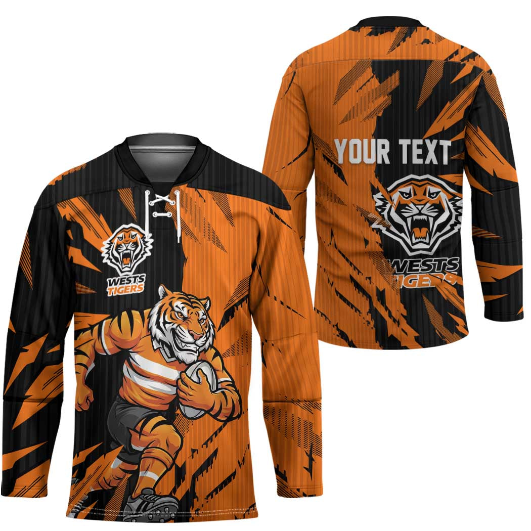 Personalized Wests Tigers Hockey Jersey Dynamic Lightning Mascot Rugby Australia