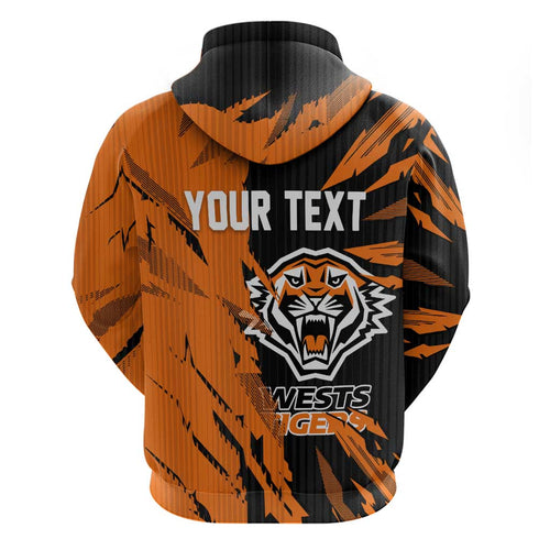 Personalized Wests Tigers Hoodie Dynamic Lightning Mascot Rugby Australia