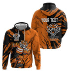Personalized Wests Tigers Hoodie Dynamic Lightning Mascot Rugby Australia