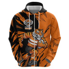 Personalized Wests Tigers Hoodie Dynamic Lightning Mascot Rugby Australia