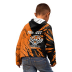 Personalized Wests Tigers Kid Hoodie Dynamic Lightning Mascot Rugby Australia