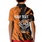 Personalized Wests Tigers Kid Polo Shirt Dynamic Lightning Mascot Rugby Australia