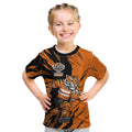 Personalized Wests Tigers Kid T Shirt Dynamic Lightning Mascot Rugby Australia