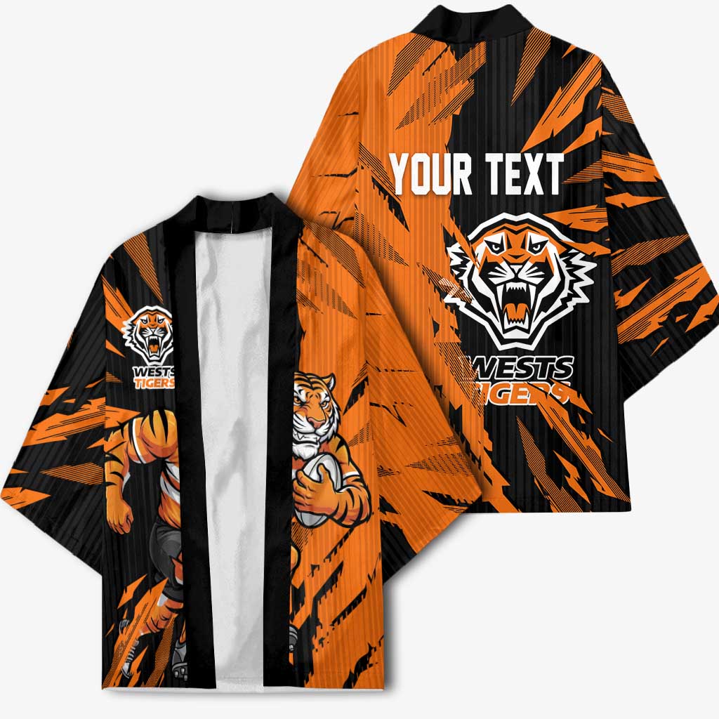 Personalized Wests Tigers Kimono Dynamic Lightning Mascot Rugby Australia