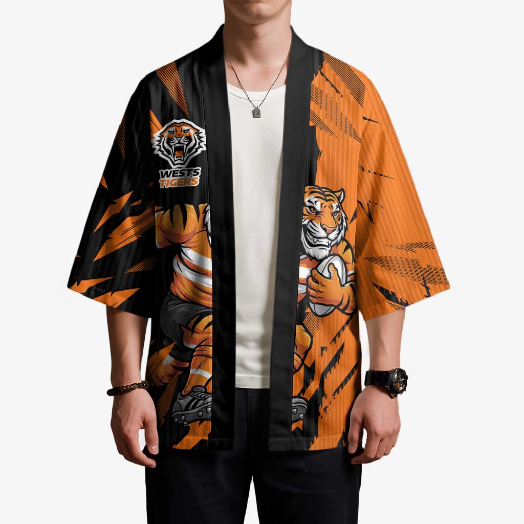 Personalized Wests Tigers Kimono Dynamic Lightning Mascot Rugby Australia