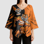 Personalized Wests Tigers Kimono Sleeve Blouse Dynamic Lightning Mascot Rugby Australia