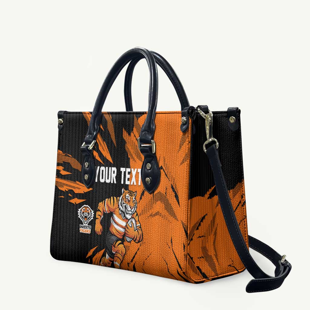 Personalized Wests Tigers Leather Bag Dynamic Lightning Mascot Rugby Australia