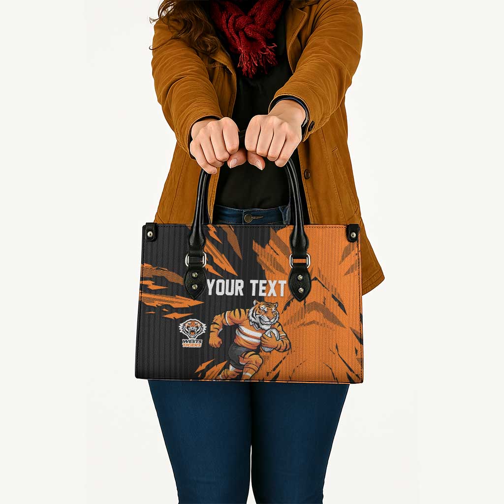 Personalized Wests Tigers Leather Bag Dynamic Lightning Mascot Rugby Australia