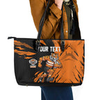 Personalized Wests Tigers Leather Tote Bag Dynamic Lightning Mascot Rugby Australia