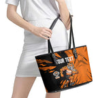 Personalized Wests Tigers Leather Tote Bag Dynamic Lightning Mascot Rugby Australia