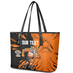 Personalized Wests Tigers Leather Tote Bag Dynamic Lightning Mascot Rugby Australia