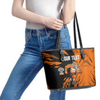 Personalized Wests Tigers Leather Tote Bag Dynamic Lightning Mascot Rugby Australia