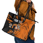 Personalized Wests Tigers Leather Tote Bag Dynamic Lightning Mascot Rugby Australia