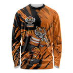 Personalized Wests Tigers Long Sleeve Shirt Dynamic Lightning Mascot Rugby Australia