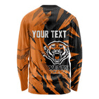 Personalized Wests Tigers Long Sleeve Shirt Dynamic Lightning Mascot Rugby Australia