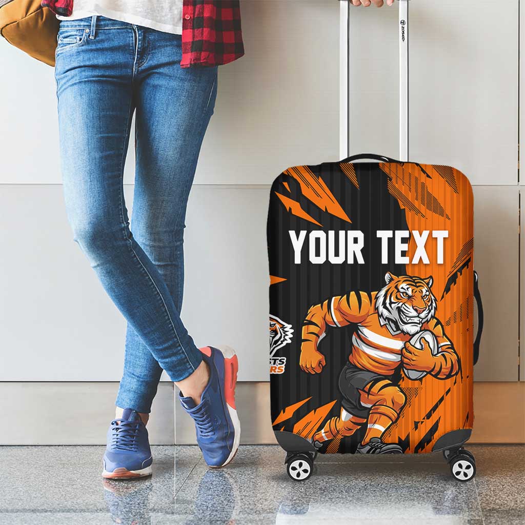 Personalized Wests Tigers Luggage Cover Dynamic Lightning Mascot Rugby Australia