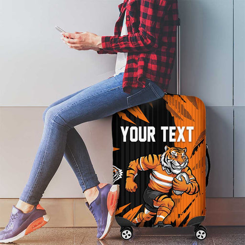 Personalized Wests Tigers Luggage Cover Dynamic Lightning Mascot Rugby Australia