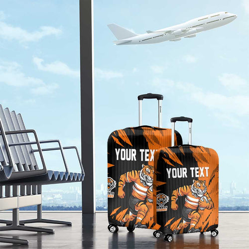 Personalized Wests Tigers Luggage Cover Dynamic Lightning Mascot Rugby Australia