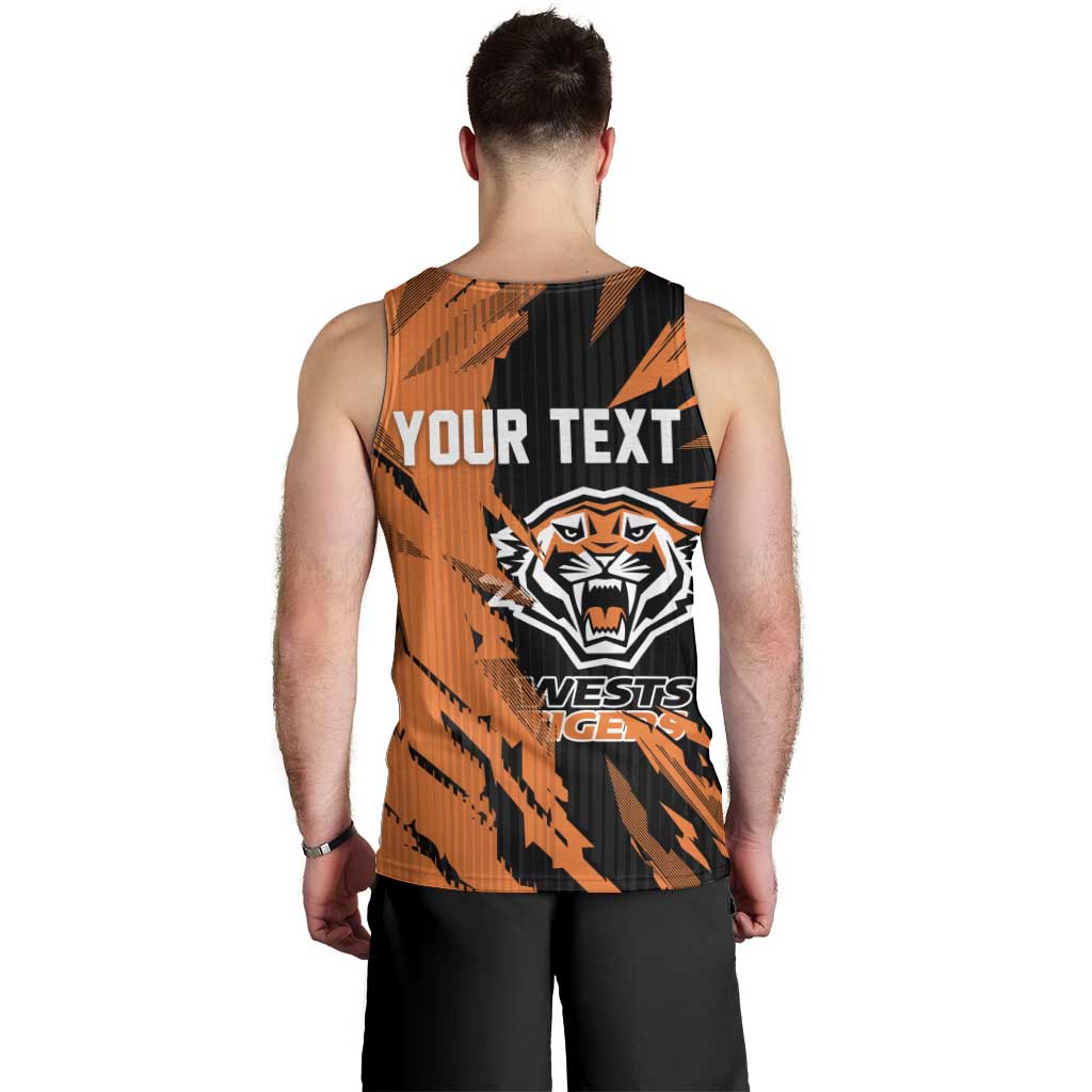 Personalized Wests Tigers Men Tank Top Dynamic Lightning Mascot Rugby Australia
