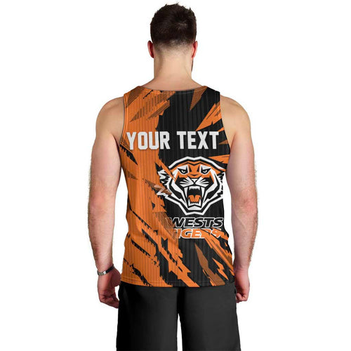 Personalized Wests Tigers Men Tank Top Dynamic Lightning Mascot Rugby Australia