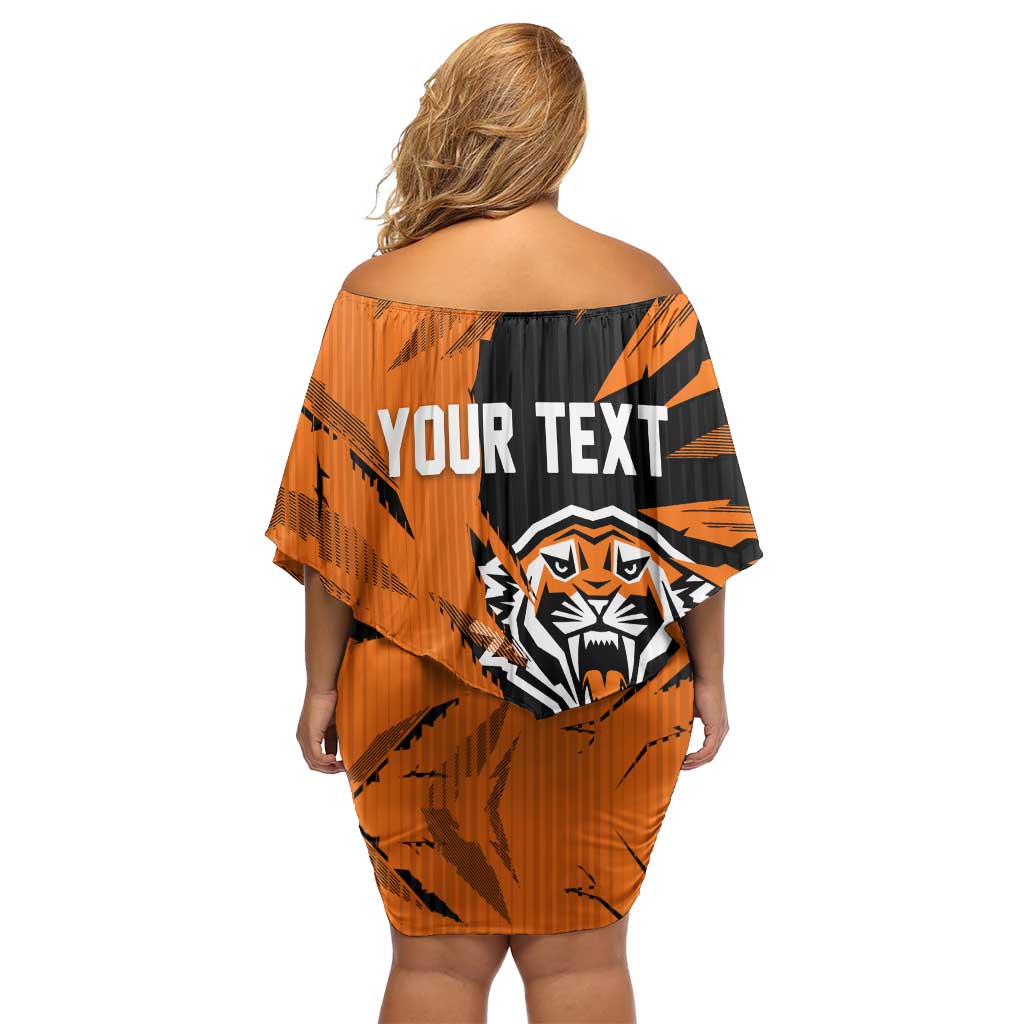 Personalized Wests Tigers Off Shoulder Short Dress Dynamic Lightning Mascot Rugby Australia