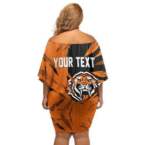 Personalized Wests Tigers Off Shoulder Short Dress Dynamic Lightning Mascot Rugby Australia