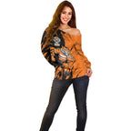 Personalized Wests Tigers Off Shoulder Sweater Dynamic Lightning Mascot Rugby Australia