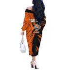Personalized Wests Tigers Off The Shoulder Long Sleeve Dress Dynamic Lightning Mascot Rugby Australia