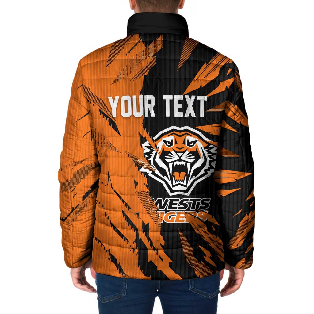 Personalized Wests Tigers Padded Jacket Dynamic Lightning Mascot Rugby Australia
