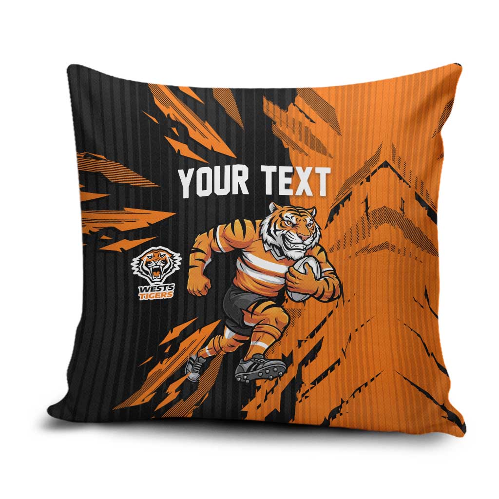 Personalized Wests Tigers Pillow Cover Dynamic Lightning Mascot Rugby Australia