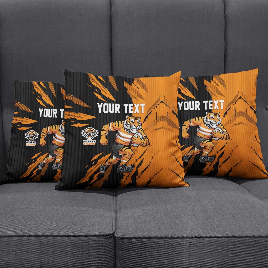 Personalized Wests Tigers Pillow Cover Dynamic Lightning Mascot Rugby Australia