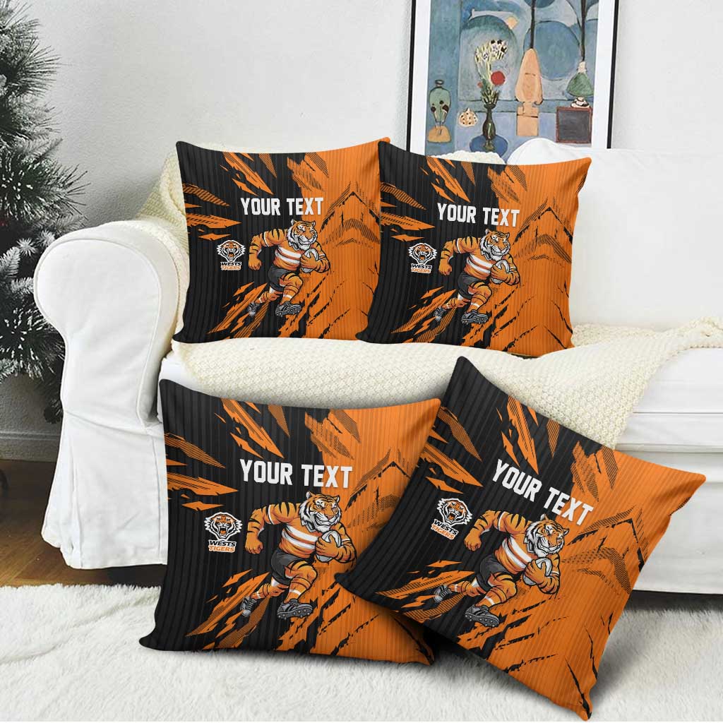 Personalized Wests Tigers Pillow Cover Dynamic Lightning Mascot Rugby Australia