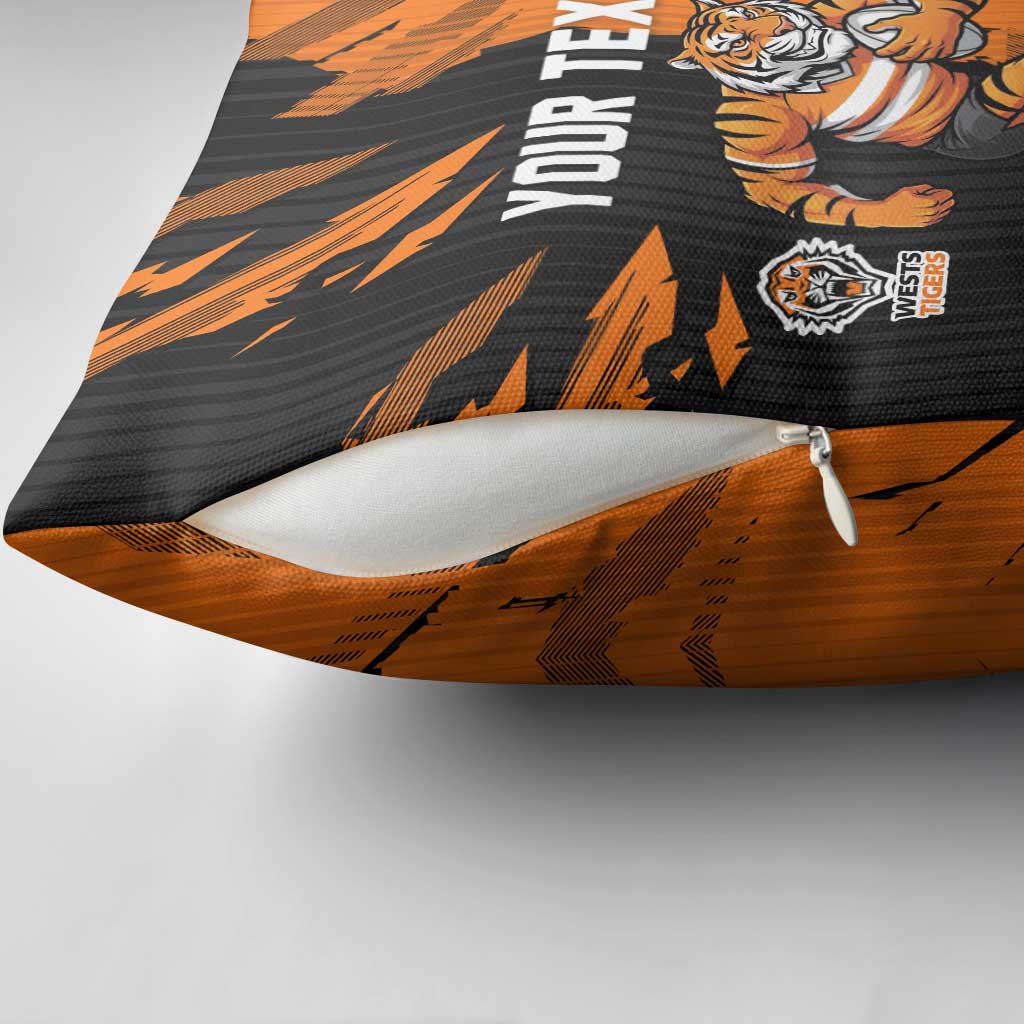 Personalized Wests Tigers Pillow Cover Dynamic Lightning Mascot Rugby Australia
