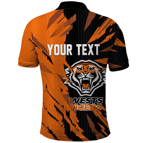 Personalized Wests Tigers Polo Shirt Dynamic Lightning Mascot Rugby Australia