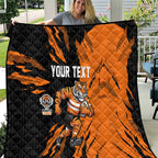 Personalized Wests Tigers Quilt Dynamic Lightning Mascot Rugby Australia