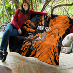 Personalized Wests Tigers Quilt Dynamic Lightning Mascot Rugby Australia
