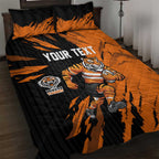Personalized Wests Tigers Quilt Bed Set Dynamic Lightning Mascot Rugby Australia