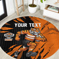 Personalized Wests Tigers Round Carpet Dynamic Lightning Mascot Rugby Australia