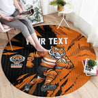 Personalized Wests Tigers Round Carpet Dynamic Lightning Mascot Rugby Australia