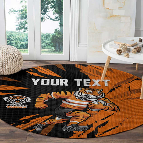 Personalized Wests Tigers Round Carpet Dynamic Lightning Mascot Rugby Australia