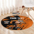 Personalized Wests Tigers Round Carpet Dynamic Lightning Mascot Rugby Australia