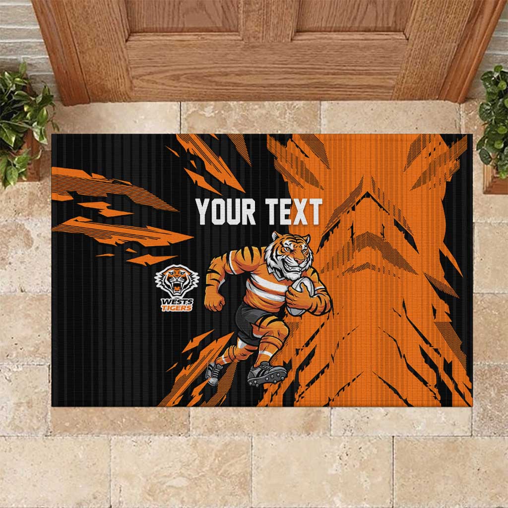 Personalized Wests Tigers Rubber Doormat Dynamic Lightning Mascot Rugby Australia