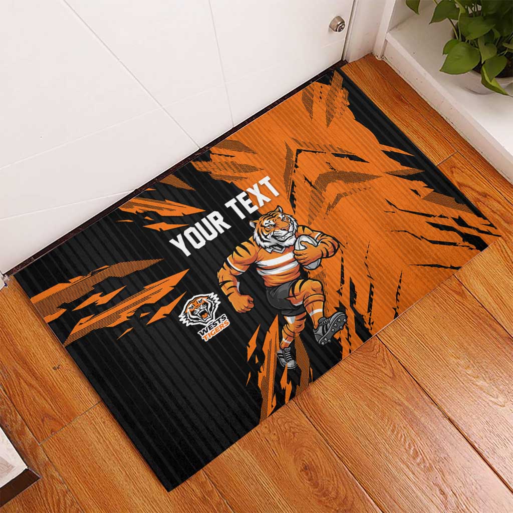 Personalized Wests Tigers Rubber Doormat Dynamic Lightning Mascot Rugby Australia