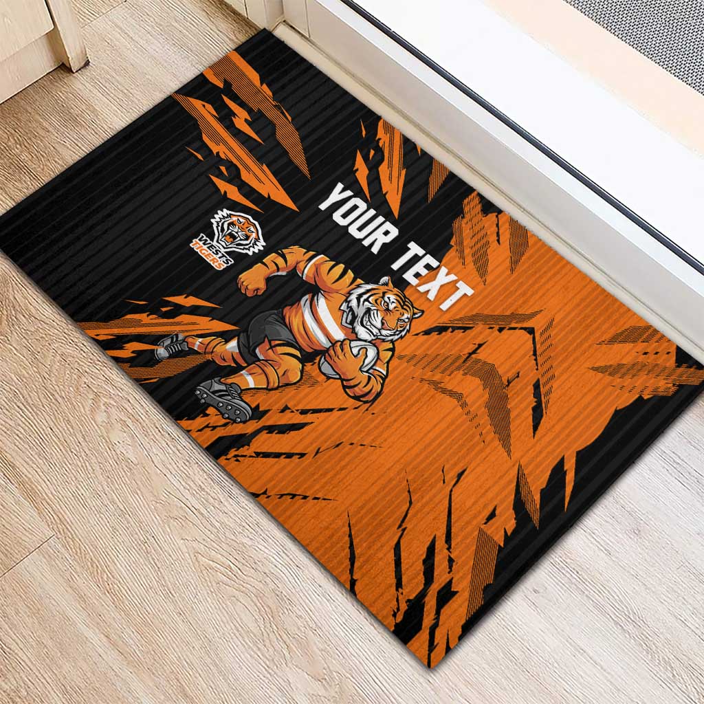 Personalized Wests Tigers Rubber Doormat Dynamic Lightning Mascot Rugby Australia