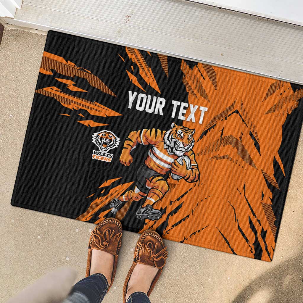 Personalized Wests Tigers Rubber Doormat Dynamic Lightning Mascot Rugby Australia