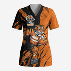 Personalized Wests Tigers Scrub Top Dynamic Lightning Mascot Rugby Australia